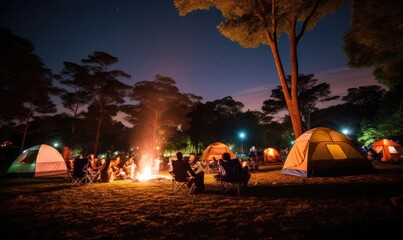 Fototapeta na wymiar Photo of people enjoying a cozy campfire gathering