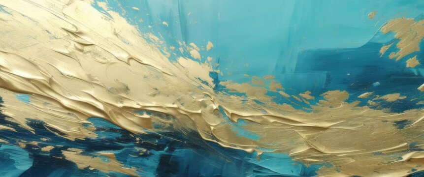 Anamorphic video green and gold abstract vertical video with oil ink style with slow motion of mixing colors, beautiful movement of paint and colors for business backdrop.