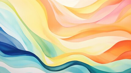 Abstract colorful watercolor waves background. Horizontal illustration of trendy wave texture paper for presentation, brochure, booklet, poster.