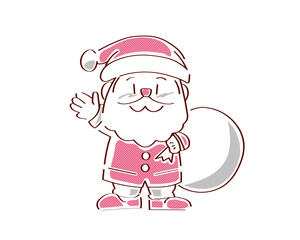 笑顔で手を振るサンタクロースのイラスト
