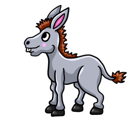Stylized Adorable Funny Grey Donkey