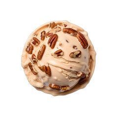 Fototapeta premium Front view of Praline Pecan ice cream isolated on a white transparent background 