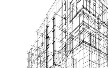 Vector sketch of modern building