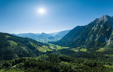 Mountains in the village of Kuchl the Tennengau region near Salzburg, Austria