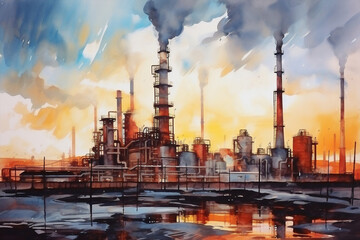 Smoke refinery energy pollution production factory industrial