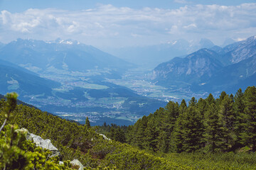 Inn Valley in Tyrol near Innsbruck in the Austrian Alps.