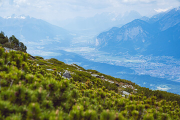 City of Innsbruck seen from the Mountains in the Austrian Alps.