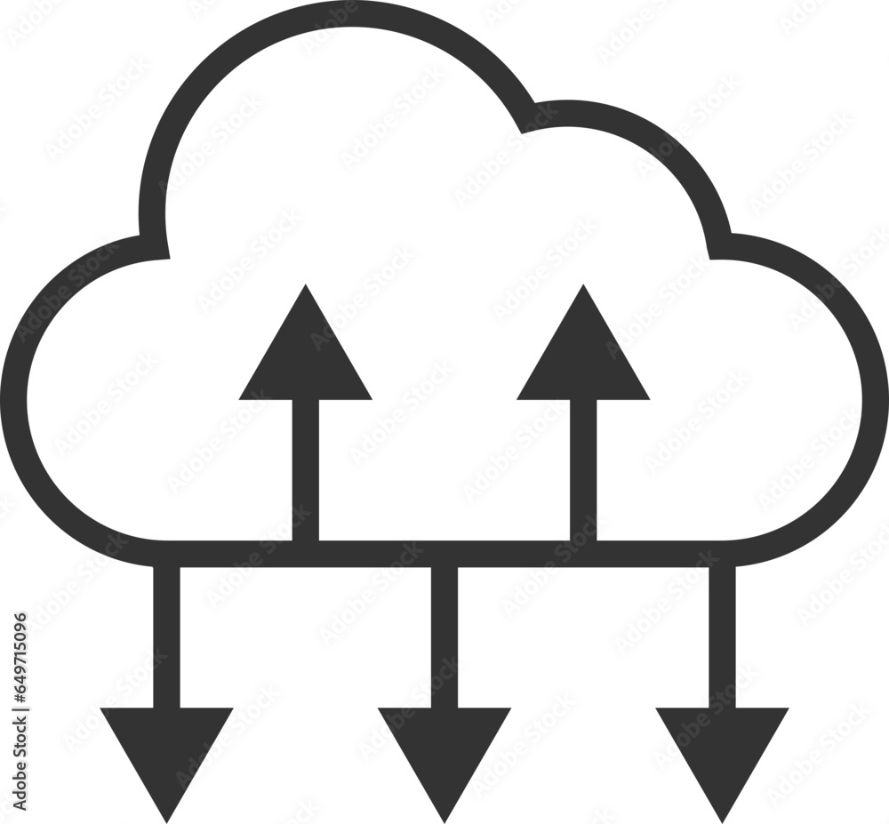 Poster technology icon vector cloud computing connection. big data global server. line design symbol.