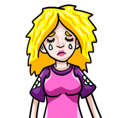 Stylized Sad Young Blonde Woman