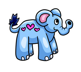 Stylized Adorable Magical Blue Elephant
