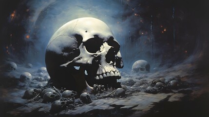 Skull illustration background wallpaper design, day of the dead, Día de Muertos