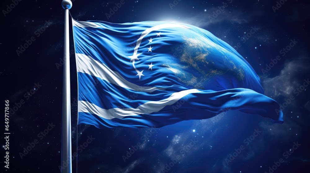 Wall mural a flag-inspired artwork depicting the flag of fictive united federations of planets with hues of blu