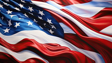 american flag in the wind - obrazy, fototapety, plakaty
