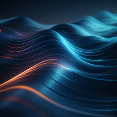  Abstract light painting with colored lights simulating a futuristic pattern of blue colors. 3D illustration Abstract art.