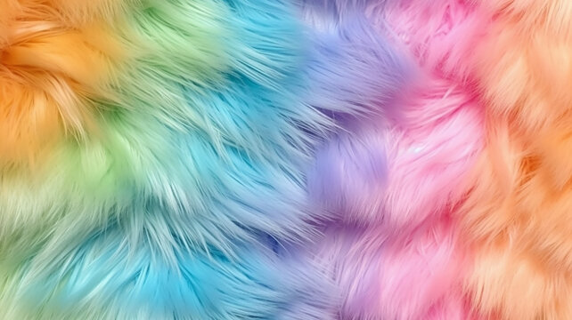 multicolored faux fur rainbow gradient.