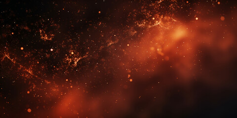 Fototapeta na wymiar 3d burning embers glowing. fire glowing particles on black background.Image of the fiery arena. futuristic concept. high quality Abstract red bokeh background GENERATIVE AI