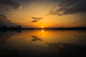 A sunset on the river
