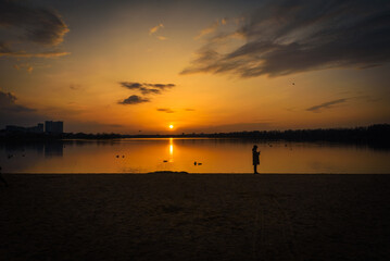 A sunset on the river