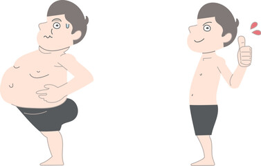 ダイエット　太る　痩せる　男性　セット素材