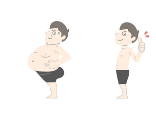 ダイエット　太る　痩せる　男性　セット素材