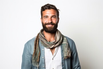 Obraz premium medium shot portrait of a Israeli man in his 30s wearing a foulard against a white background