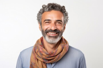 Fototapeta premium medium shot portrait of a Israeli man in his 40s wearing a foulard against a white background