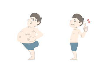 ダイエット　太る　痩せる　男性　セット素材