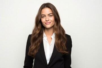 Obraz premium portrait of a Israeli woman in her 30s wearing a sleek suit against a white background