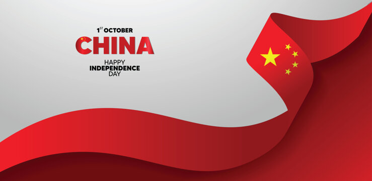 china flag ribbon happy independence day vector poster - Powered by Adobe
