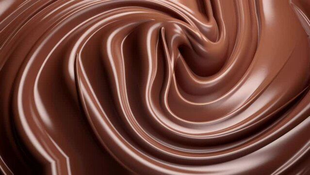 Liquid chocolate whirlpool background. Delicious and creamy chocolate liquid loopable animation background.