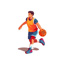 Playing basketball, Illustration style by Generative AI