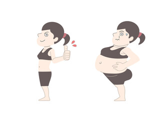 ダイエット　太る　痩せる　女性　セット素材