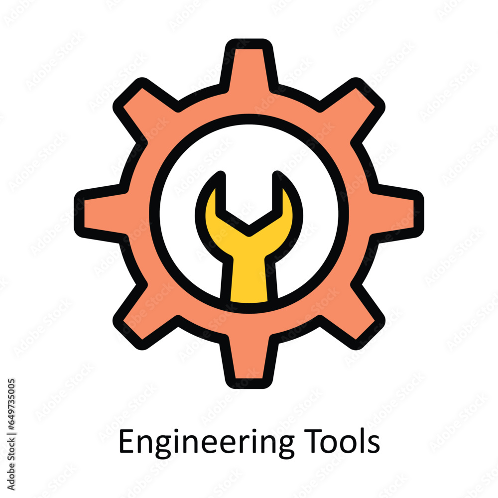 Poster engineering tools vector filled outline icon design illustration. graphic design symbol on white bac