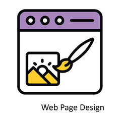 Web Page Design vector Filled outline Icon Design illustration. Graphic Design Symbol on White background EPS 10 File