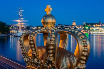 Foto op Canvas stockholm view with crown at night © Mikael Damkier