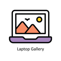 Laptop Gallery vector Filled outline Icon Design illustration. Graphic Design Symbol on White background EPS 10 File