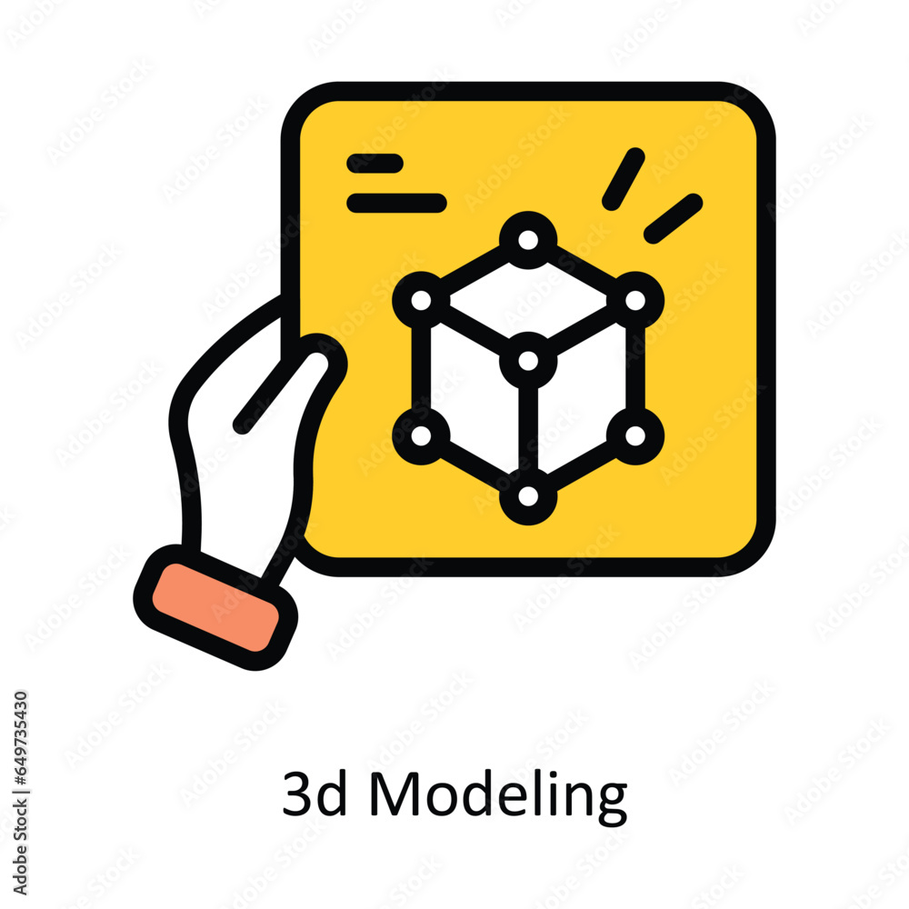 Poster 3d modeling vector filled outline icon design illustration. graphic design symbol on white backgroun