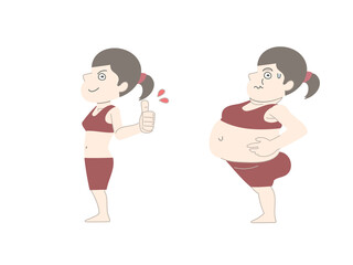 ダイエット　太る　痩せる　女性　セット素材