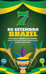 elegant brazil poster full of shades of green for 7 de september celebration