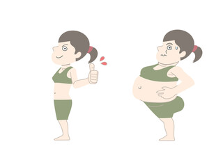 ダイエット　太る　痩せる　女性　セット素材