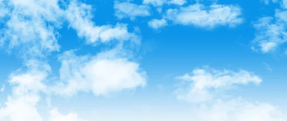 Tuinposter Niebieskie niebo, tło, białe chmury i słońce © markstudio2008