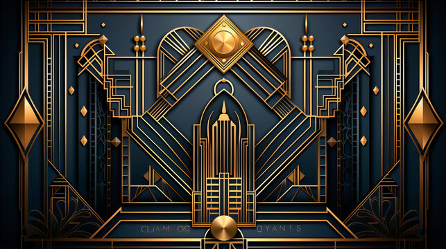 Art Deco Geometric Patterns with Gold Leaf,