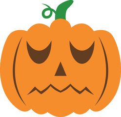 Creepy orange halloween pumpkin vector icon