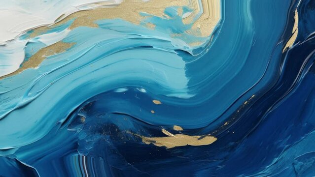 Green and gold abstract vertical video with oil ink style with slow motion of mixing colors, beautiful movement of paint and colors for business backdrop.