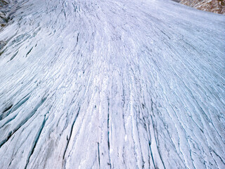 glacier in switzerland Rhonegletscher, glacier tainier, top view, global warming
