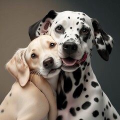 Sweet dogs together. Generative AI.