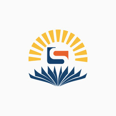 sun and book logo design