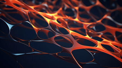Abstract image of an orange and black organic network.
