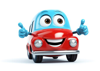 Animated Car with a Thumbs Up Gesture, Signifying Satisfaction and Quality