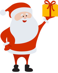 Collection of Christmas Santa Claus. Funny happy Santa Claus character with gift